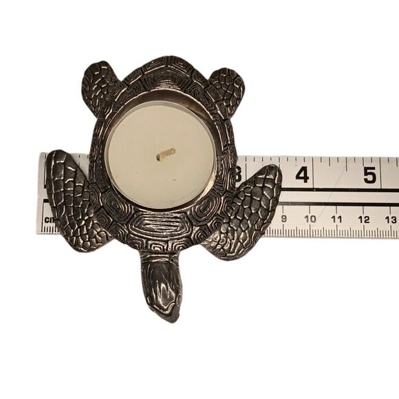 Yankee Candle Sea Turtle Silver Tea Light Candle Holder Retired 4" x 3.5" - Picture 11 of 14